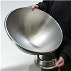Very large round bottomed pastry bowl in stainless steel 40 cm with a stand