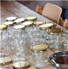 12 sided 324 ml jam jars with lids. Box of 12 units.