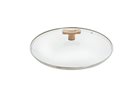 24 cm glass lid with stainless steel rim and wooden handle