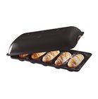 Charcoal gray ceramic mini baguettes mold 5 Emile Henry for rolls and sandwiches