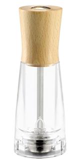 Acrylic and beech wood pepper mill 15 cm
