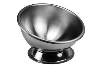 Round bottomed pastry bowl in stainless steel 20 cm with a stand