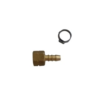 Nipple connector for 8 mm diameter pipe + 3/8 nut left + collar