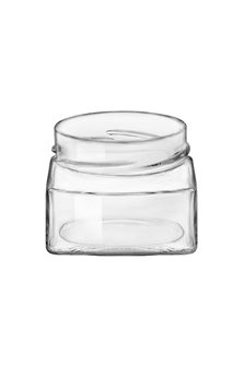 156 ml square glass jar with capsule with high skirt 66 mm by 24
