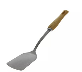 Stainless steel spatula with waxed wooden handle