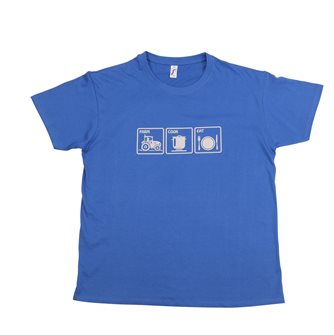 3XL Farm Cook T-shirt Eat Tom Press Blue Silk Screen Print