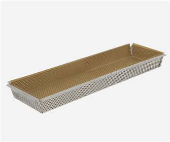 Rectangular stainless steel pie dish 35x10 cm perforated with removable bottom LIFETIME GUARANTEED