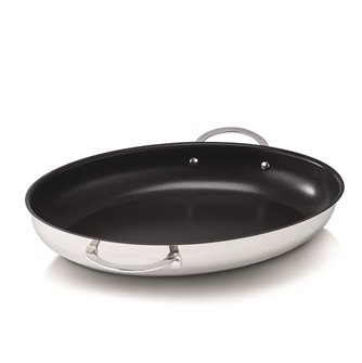 Oval fish frying pan with non-stick induction handles 37 cm