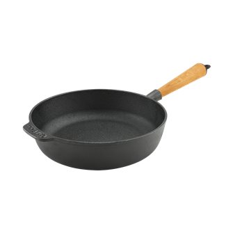 25 cm cast iron induction pan with a wooden handle