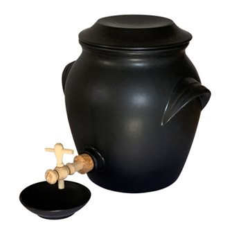 Vinaigrier in ceramic 4.8 liters with matt black Emile Henry cup