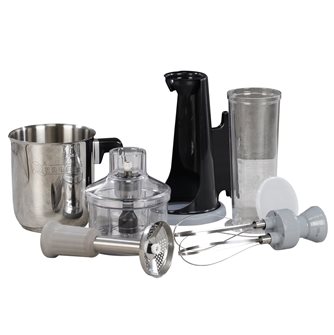 Complete set for Mini Pro hand blender and Dynamic cutter whisk potato masher with 1 liter bowl holder and 3 l stainless steel bowl free