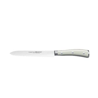 Wüsthof 14 cm Classic Ikon white forged serrated sausage knife