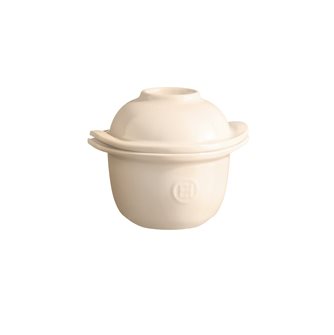 Mini-cocotte et coquetier pour la cuisson de l´oeuf et le service avec accompagnement en céramique blanc Argile Emile Henry