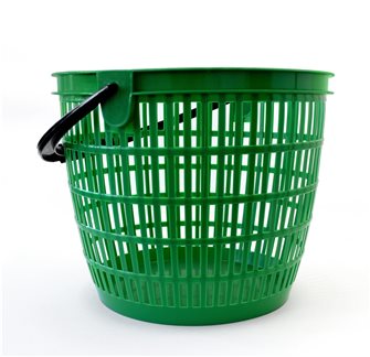 Harvest and storage basket 12 liters round openwork in green plastic with handle