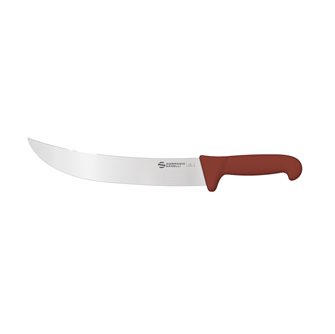 Sanelli Ambrogio special barbecue carving knife, narrow stainless steel blade, 26 cm, brown handle